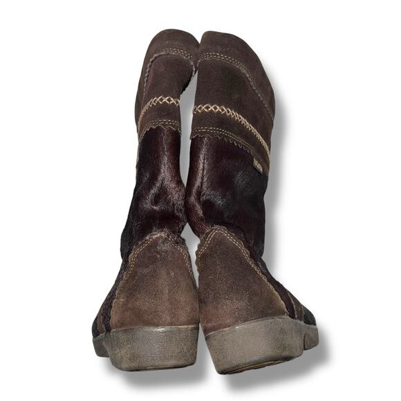 Vintage Tecnica Cow Hair Leather Winter Boots Italian Apres Scandia Brown Sz 37 - Picture 4 of 12